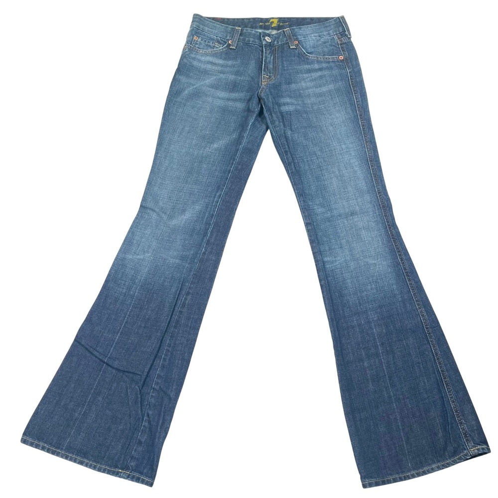 Y2K 7 For All Mankind A Pocket Jeans Blue Flare Low Rise Womens 28